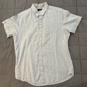 Theory Gray Casual Button Down Shirt Short Sleeve